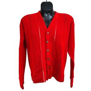 Vintage Pennleigh Acrylic Knit Cardigan Red Sweater